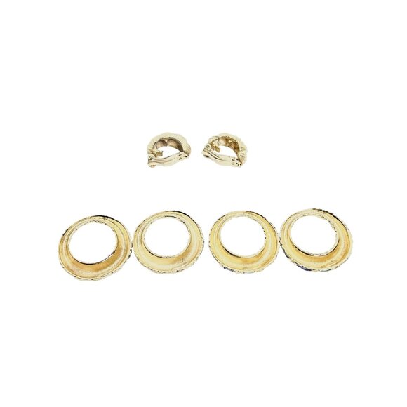 Joseph Mazer Textured Gold Tone Clip On Earrings W/ 2 Pair Of Charms (1746) - Picture 12 of 12